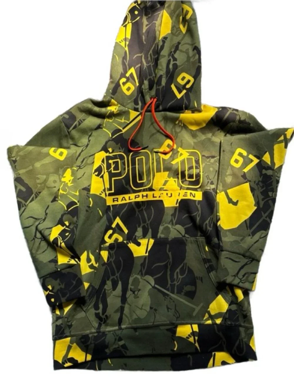 POLO RALPH LAUREN Logo Polo Pony Camo Double-Knit Hoodie Size M NEW